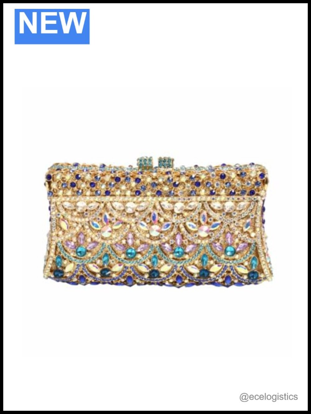Luxury Rhinestones Evening Bag Clutch Purse with Detachable Chain